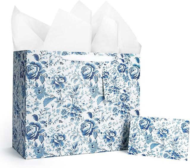 Large 13-inch Wedding Gift Bag with Tissue and Card