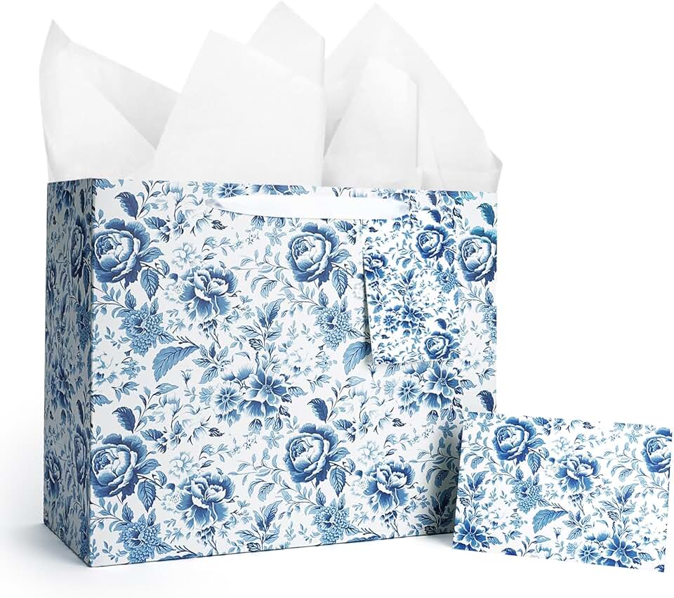 Large 13-inch Wedding Gift Bag with Tissue and Card