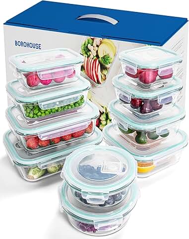10-Piece Borosilicate Glass Food Storage Set