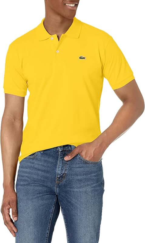 Men's Bright Yellow Classic Fit Piqué Polo Shirt, Large