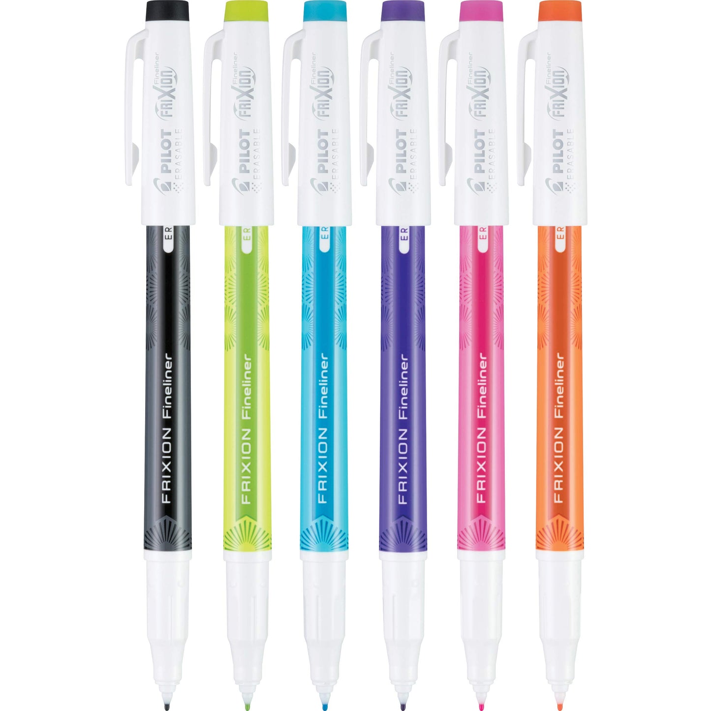 Set of 6 Erasable Fine Point Marker Pens in Vivid Colors