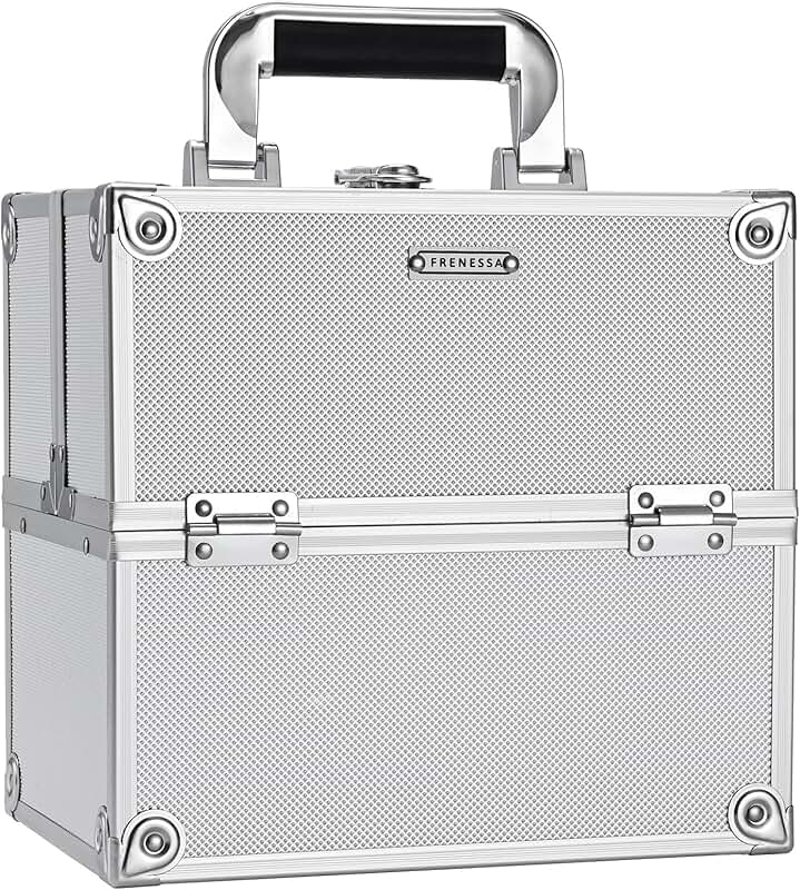 Portable Makeup Organizer with Lock and Trays