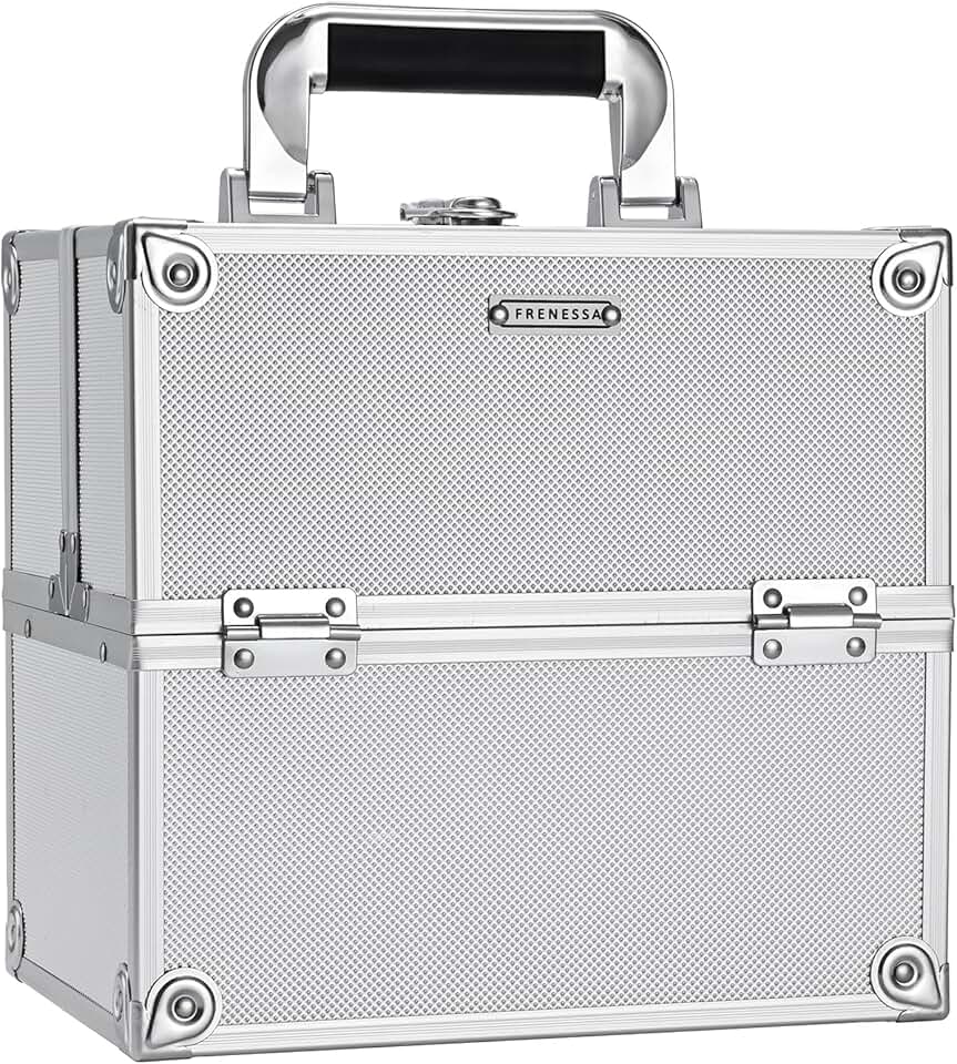 Portable Makeup Organizer with Lock and Trays