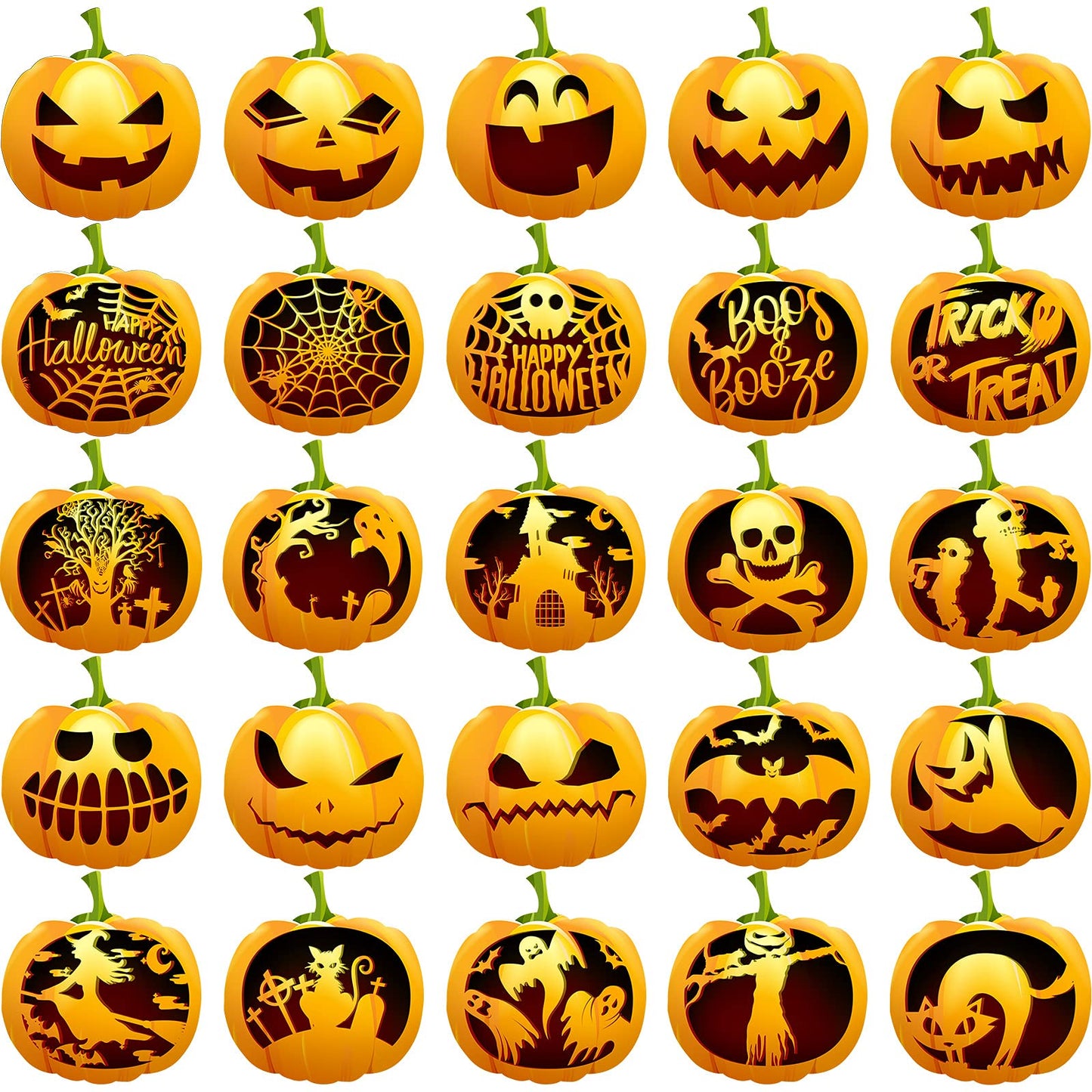 25 Pieces Reusable Pumpkin Expression Templates 7.9 Inch
