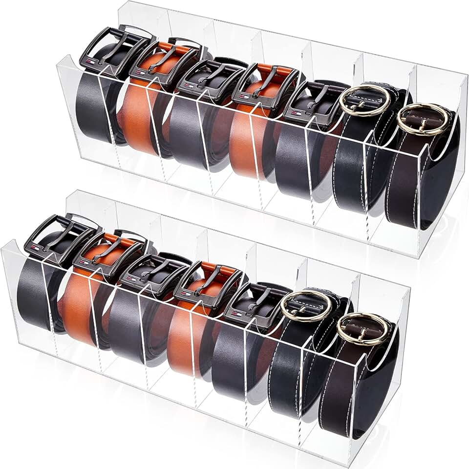 2-Piece Belt and Jewelry Organizer with 14 Compartments