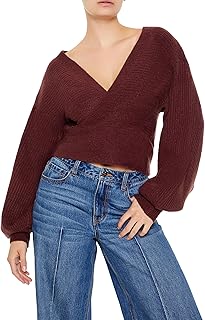 Women's Peasant-Sleeve Surplice Sweater