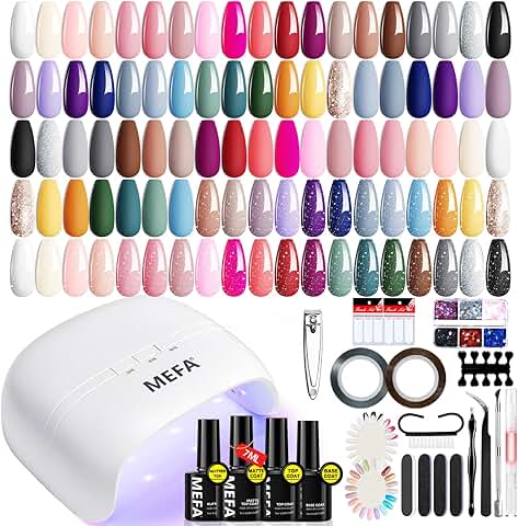 60-Piece Gel Nail Polish Kit with UV Light and 32 Colors