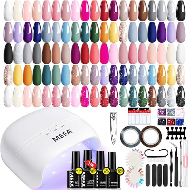60-Piece Gel Nail Polish Kit with UV Light and 32 Colors