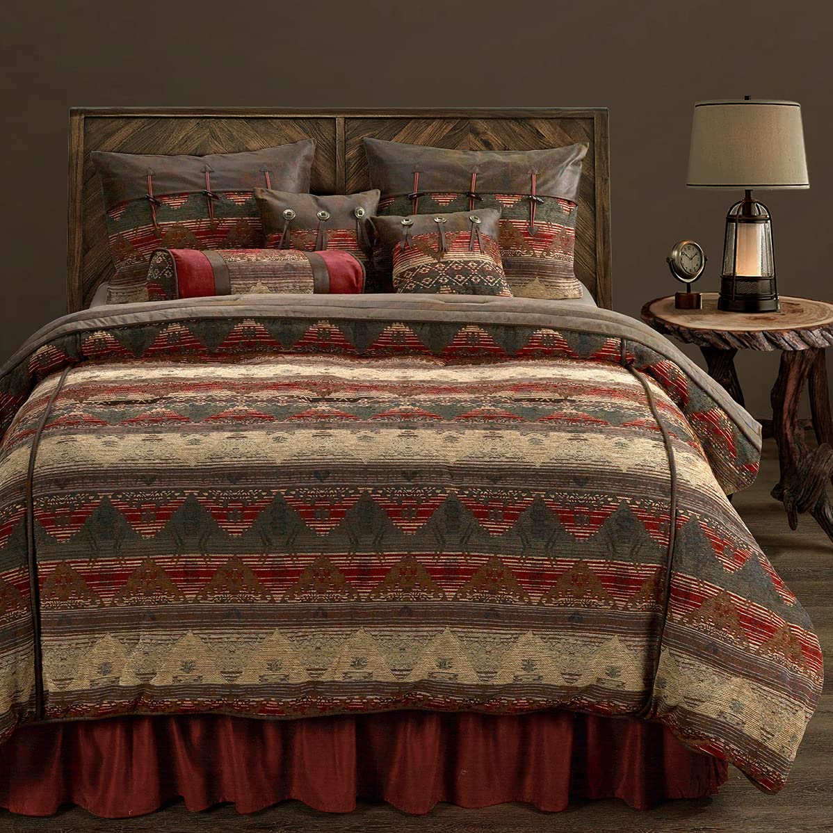 Paseo Road by  Sierra 7 Piece Comforter Set, Super Queen, Faux Suede Western Rustic Cabin Lodge Bedding Set, 1 Comforter, 1 Bedskirt, 2 Pillow Shams, 2 Accent Pillows, 1 Neckroll