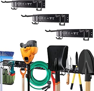 Heavy-Duty Black Metal Wall Mount Garden Tool Organizer