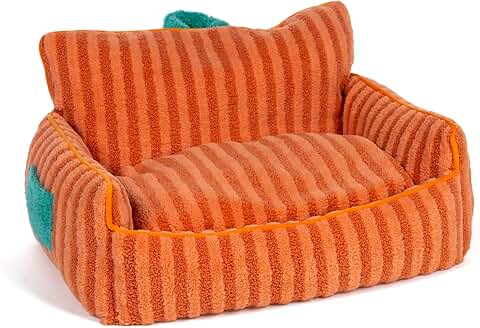 Orange Upholstered Pouch Couch for Cats and Dogs