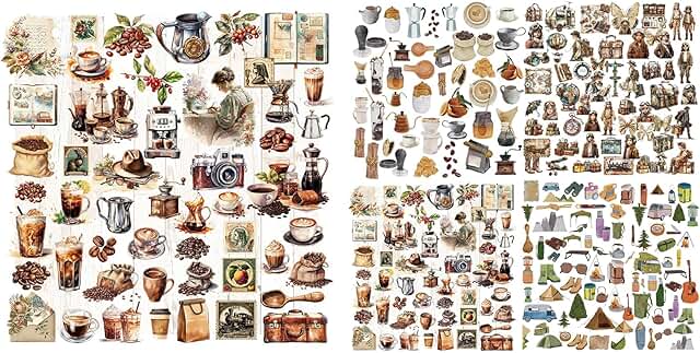 Set of 5 Vintage Junk Journal Stickers and Ephemera
