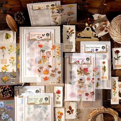 12 Sheets Vintage Floral Rub-On Transfer Stickers