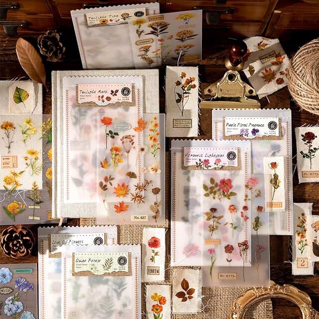 12 Sheets Vintage Floral Rub-On Transfer Stickers