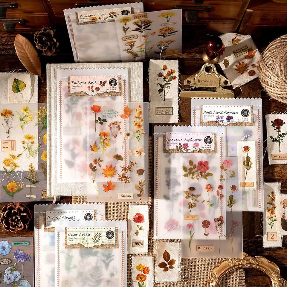 12 Sheets Vintage Floral Rub-On Transfer Stickers