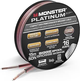 16 AWG Speaker Wire, 50 FT, Oxygen Free Audio Cable