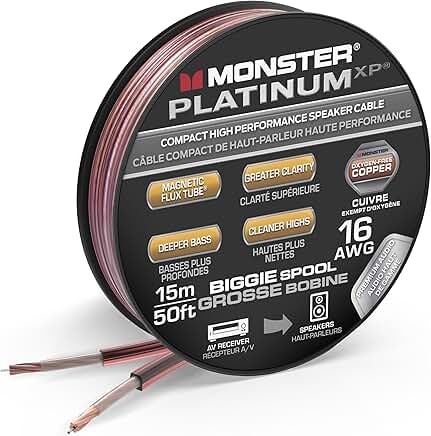 16 AWG Speaker Wire, 50 FT, Oxygen Free Audio Cable