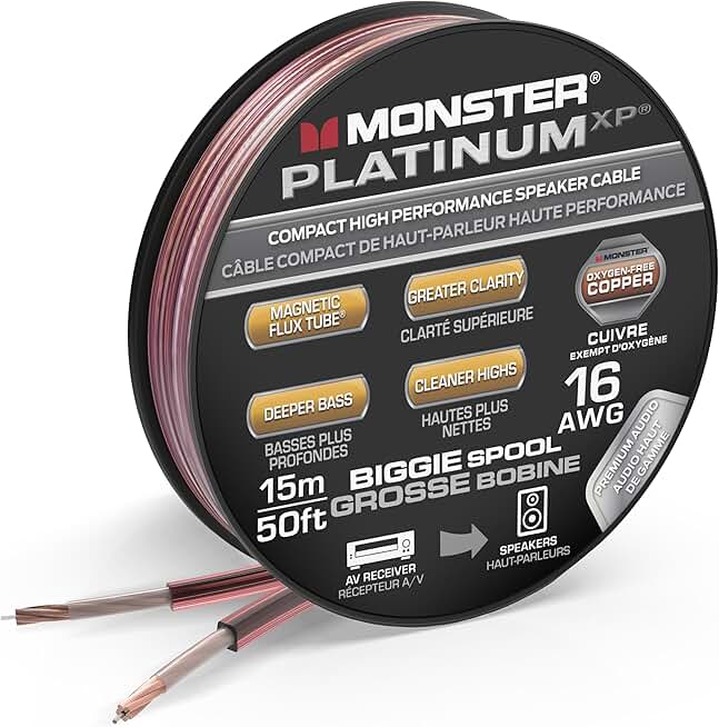 16 AWG Speaker Wire, 50 FT, Oxygen Free Audio Cable