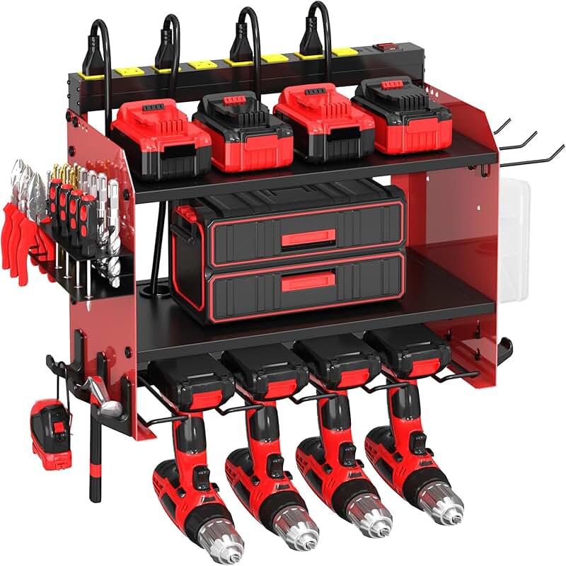 Wall Mount Power Tool Organizer with Charging Station