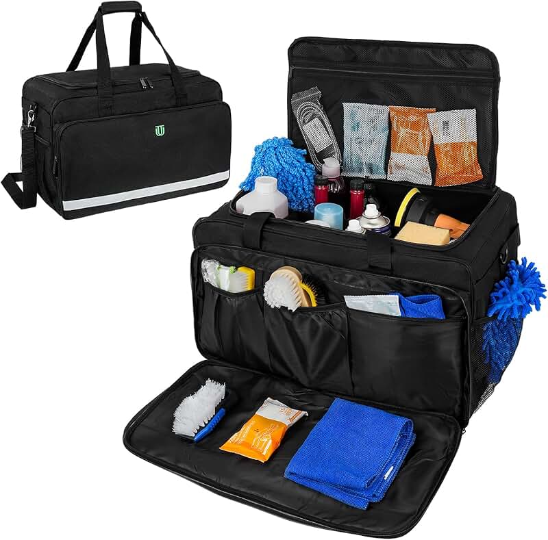 Large Car Detailing Bag with Lid and Handle