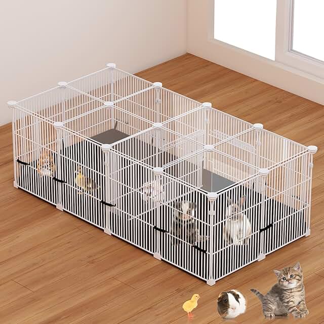 Small Animal Playpen with Doors and Waterproof Mat