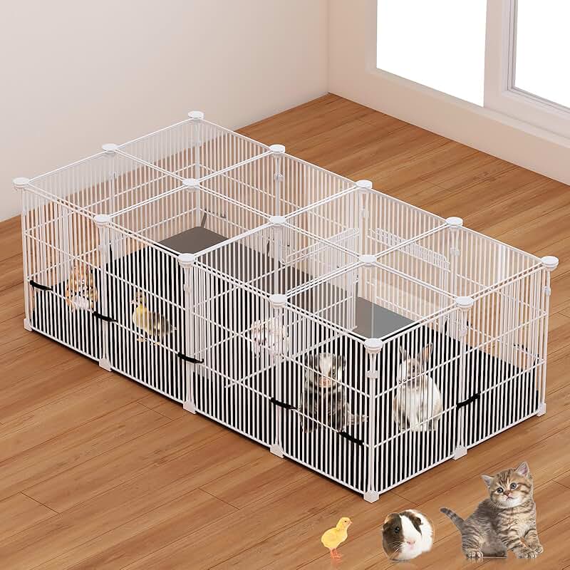 Small Animal Playpen with Doors and Waterproof Mat