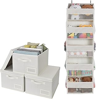 Set of 3 storage boxes with lids and over-the-door organizer