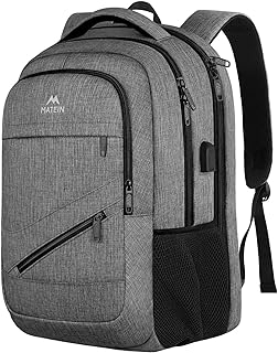 Large 17-Inch Travel Laptop Backpack with USB Port and Trolley Sleeve