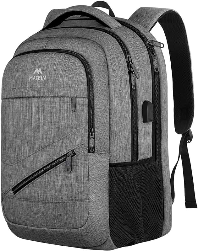 Large 17-Inch Travel Laptop Backpack with USB Port and Trolley Sleeve