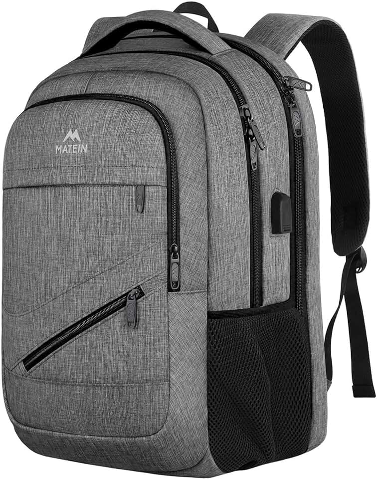Large 17-Inch Travel Laptop Backpack with USB Port and Trolley Sleeve