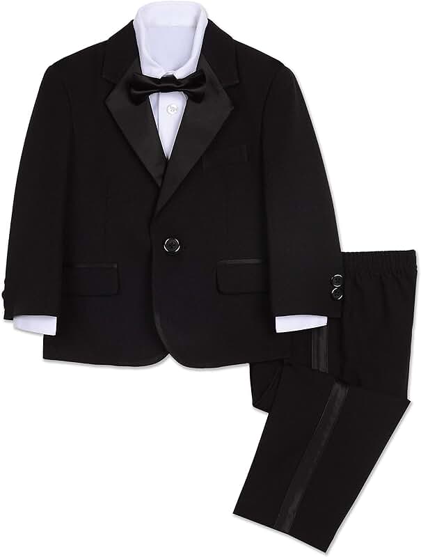 Baby boys tuxedo with shirt, bow tie, jacket, and pants