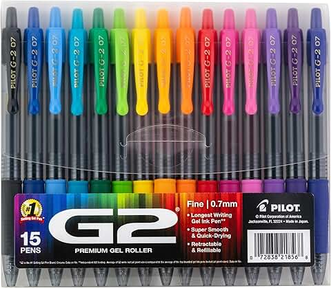 15 Rainbow Gel Roller Pens, Fine Point