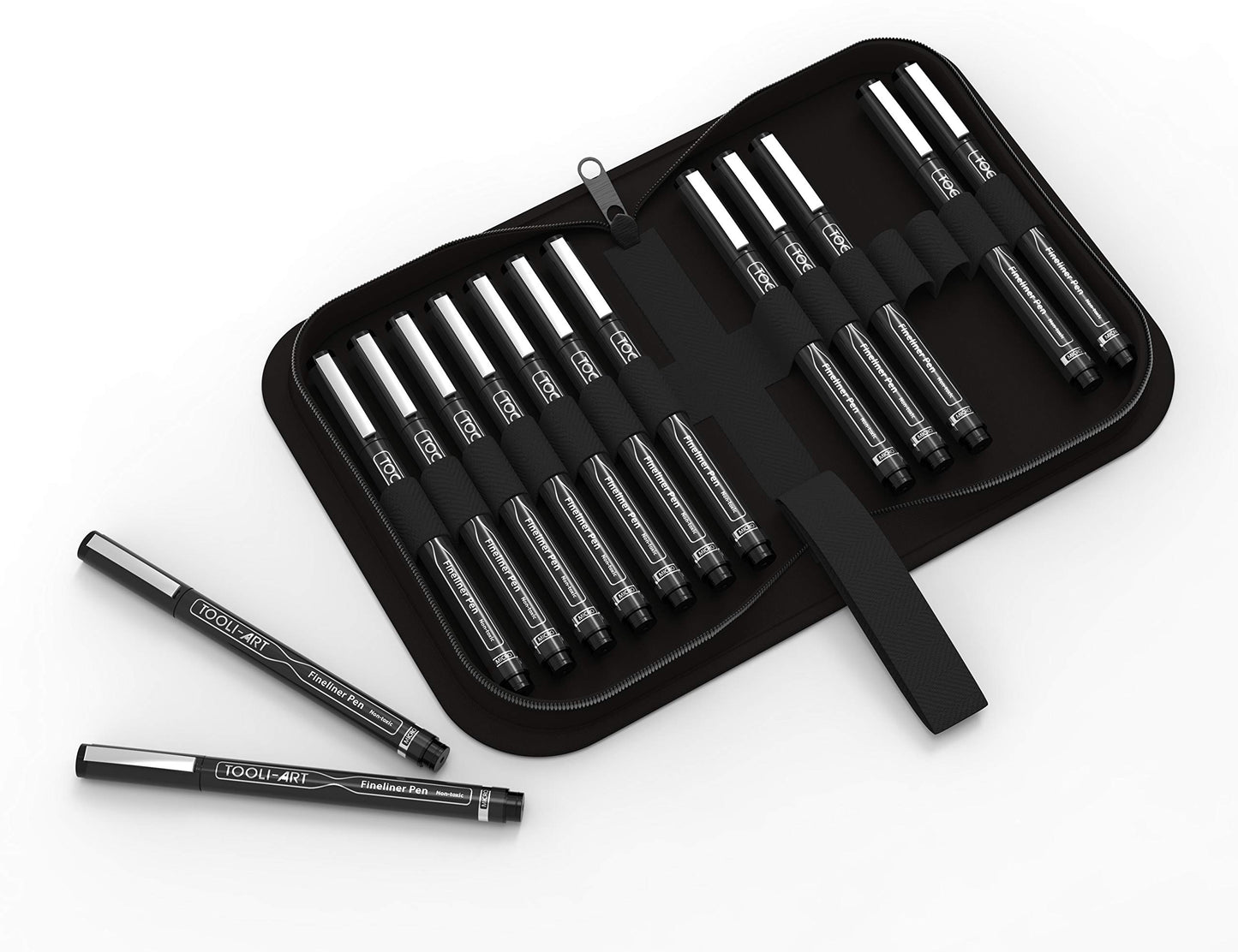 14 Microline Pens Set with Case Black