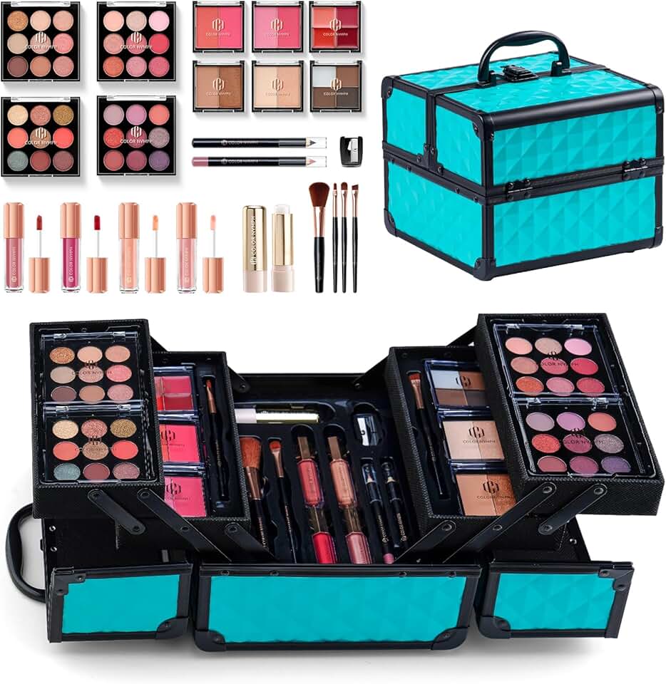 All-in-One Makeup Kit with 4 Trays for Beginners