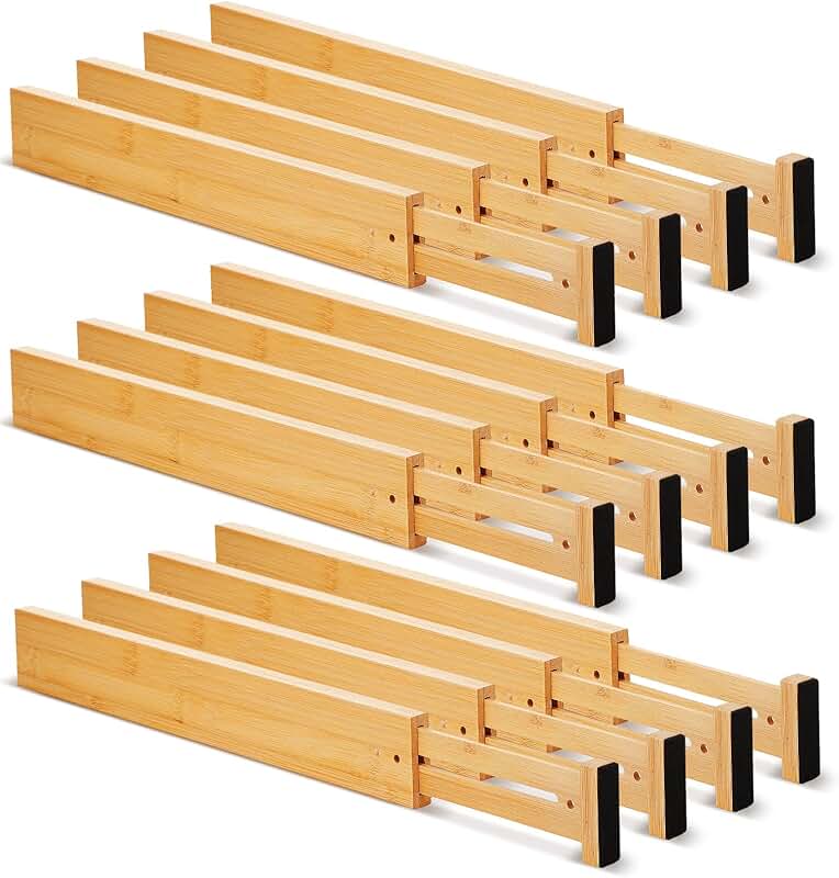 12-piece bamboo drawer dividers for organization