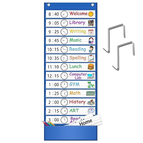 Reusable 13+1 Pocket Daily Schedule Chart for Kids