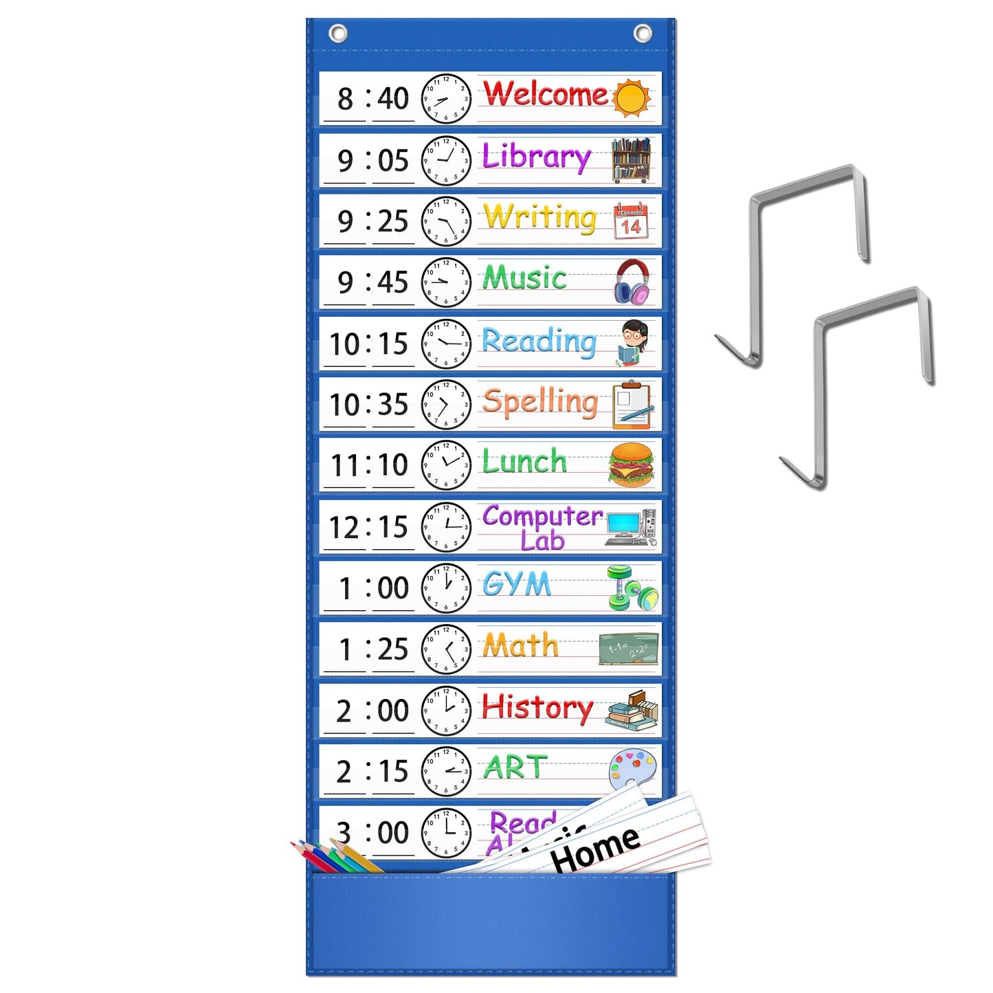 Reusable 13+1 Pocket Daily Schedule Chart for Kids