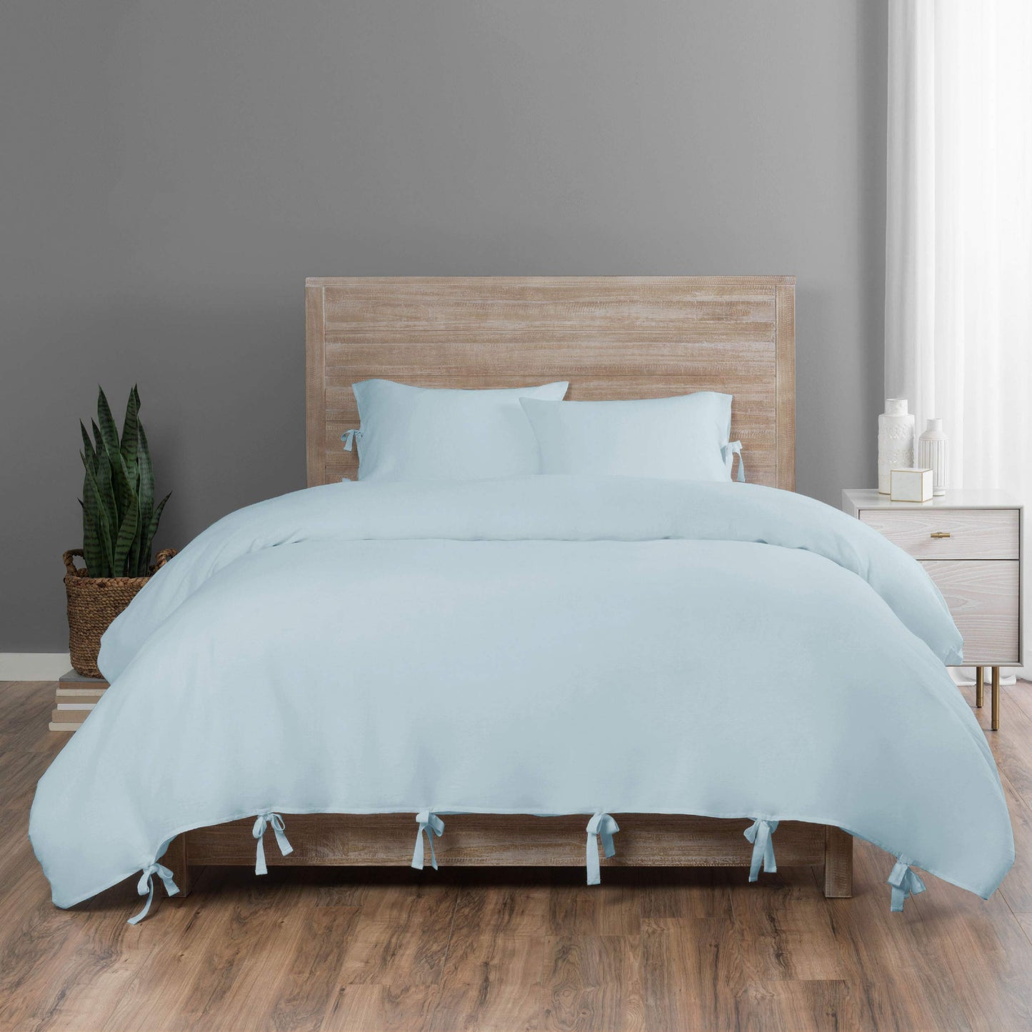 Hinton 100% Cotton Coverlet Cover Sets with 2 Decorative Shams, 90x90, Blue