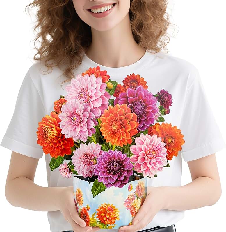 Pop Up Flower Bouquet Card with Note and Envelope