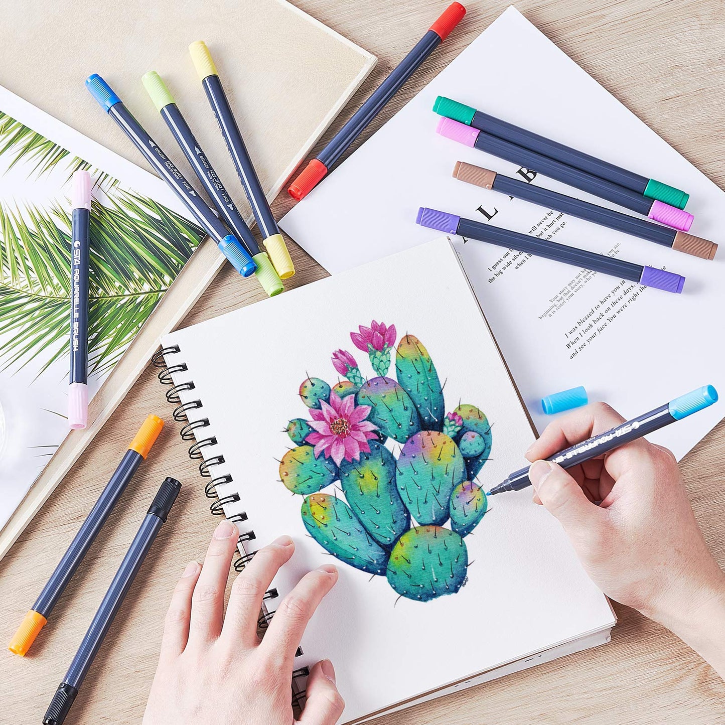 Dual Brush Pens Set 12 Colors