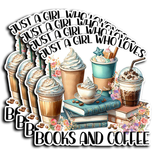 Set of 4 Book and Coffee Lover Stickers