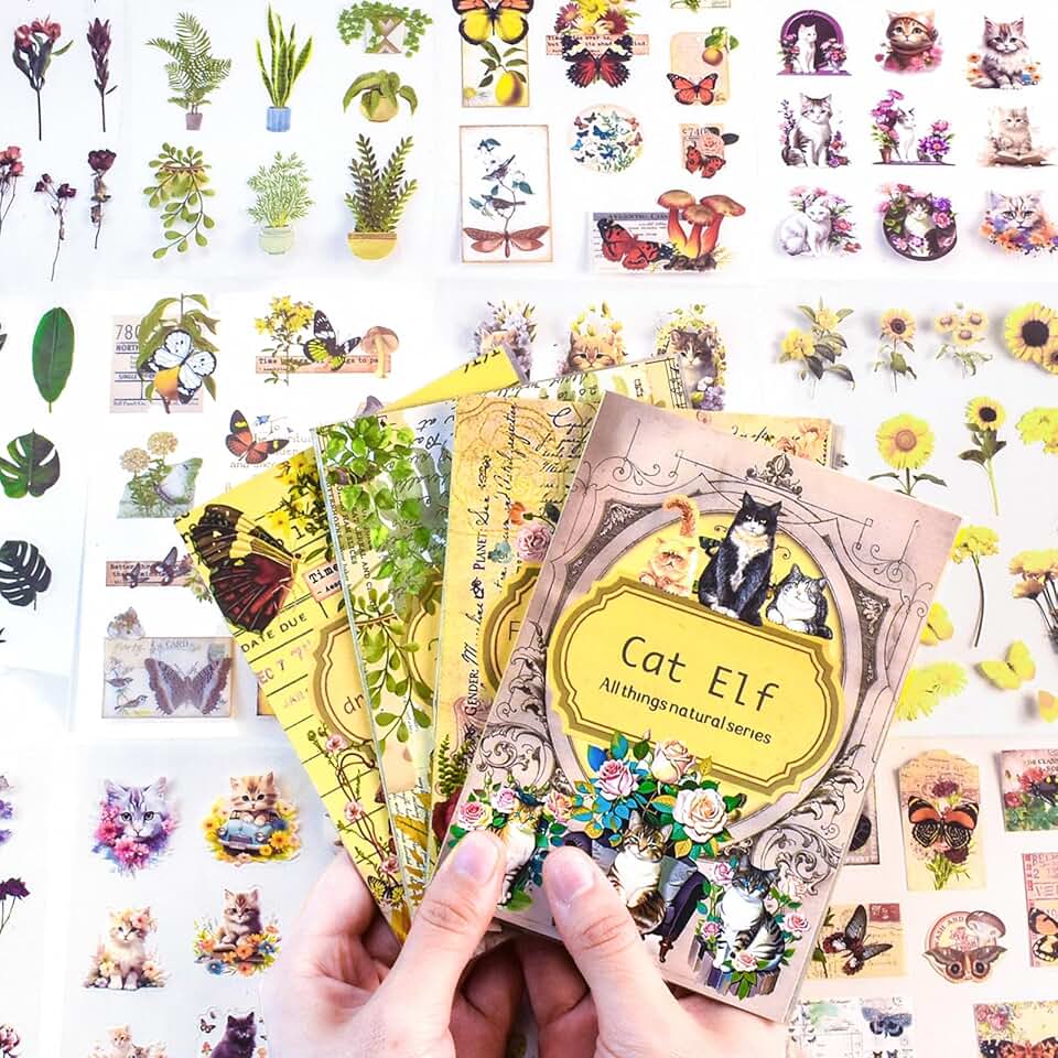 Vintage floral sticker set for scrapbooking and journaling