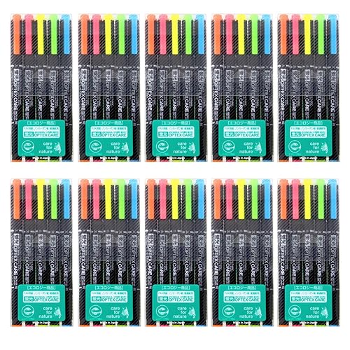 Set of 10 highlighters in 5 colors