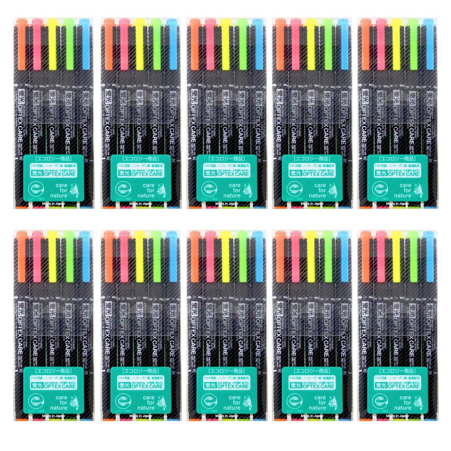 Set of 10 highlighters in 5 colors