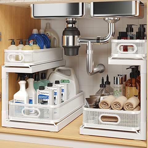 Two-Pack Under Sink Storage with Slide-Out Shelves