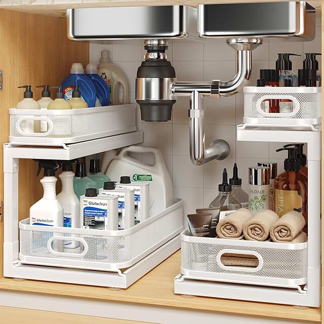 Two-Pack Under Sink Storage with Slide-Out Shelves