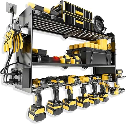 Wall Mount Power Tool Organizer with Charging Station