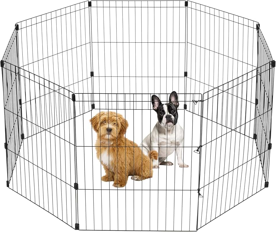 30-Inch Metal Dog Playpen for Indoor and Outdoor Use