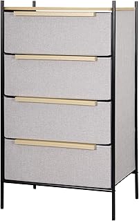 4-Drawer Fabric Storage Tower with Wooden Surface