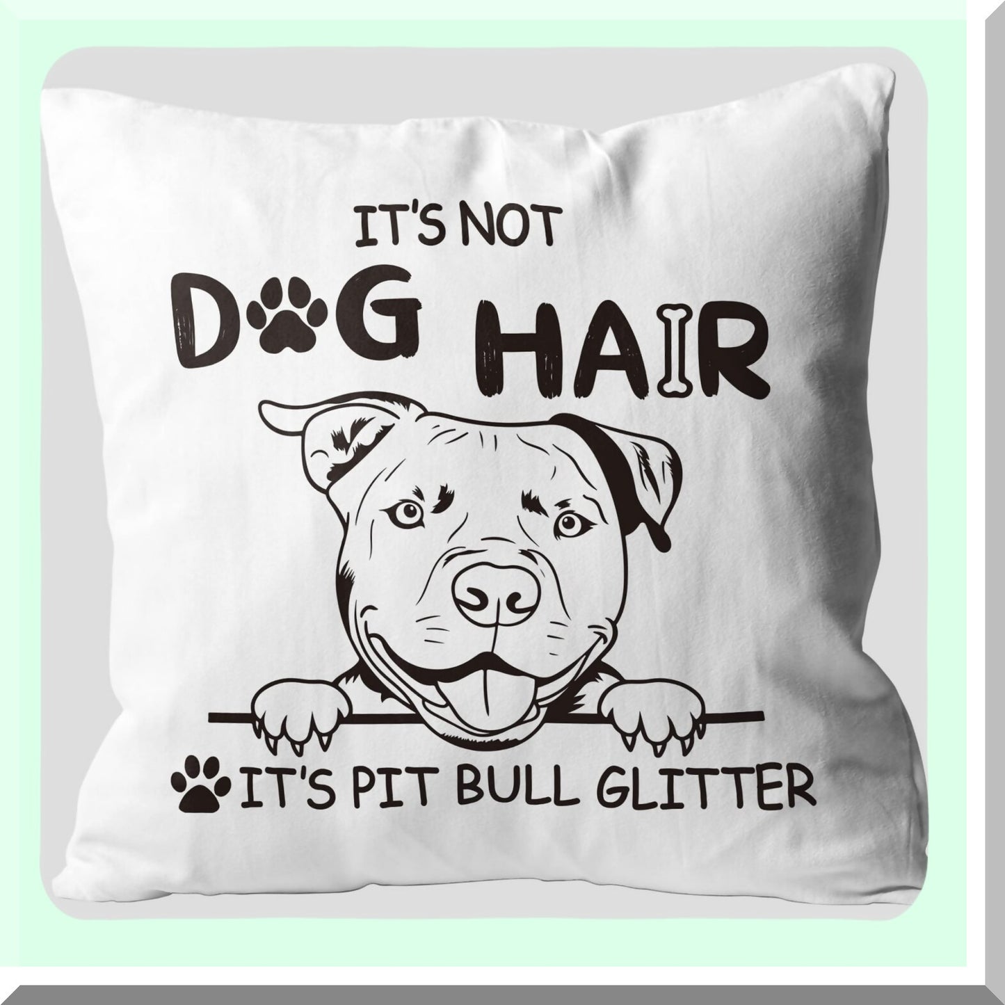 Pit Bull Glitter Decorative Pillow Cover - Dog Lover Gift - Flannel Sofa Couch Bed Case - 18 x 18 Inch Throw Pillow - Painting Pit Bull Design